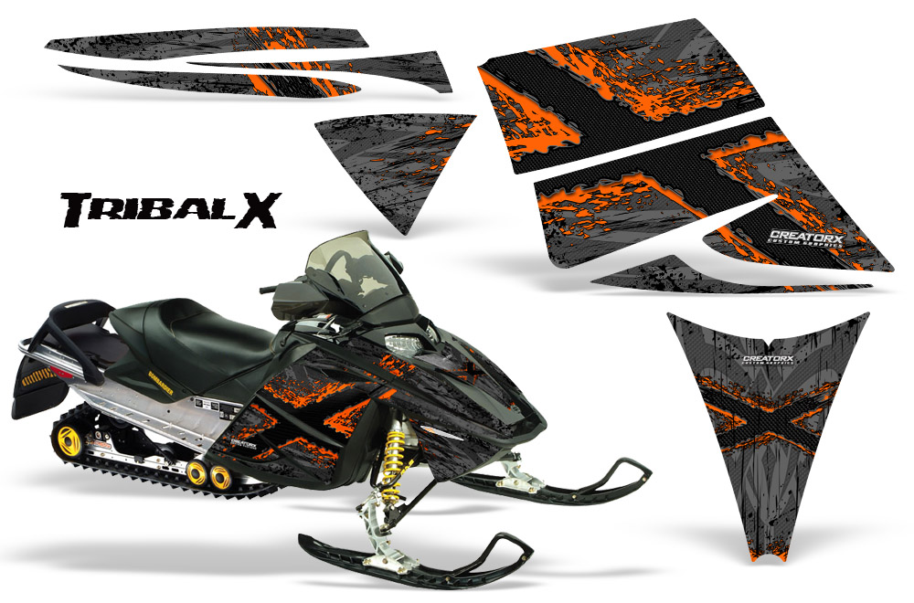 Ski-Doo Rev Graphics Kit TribalX Orange Silver